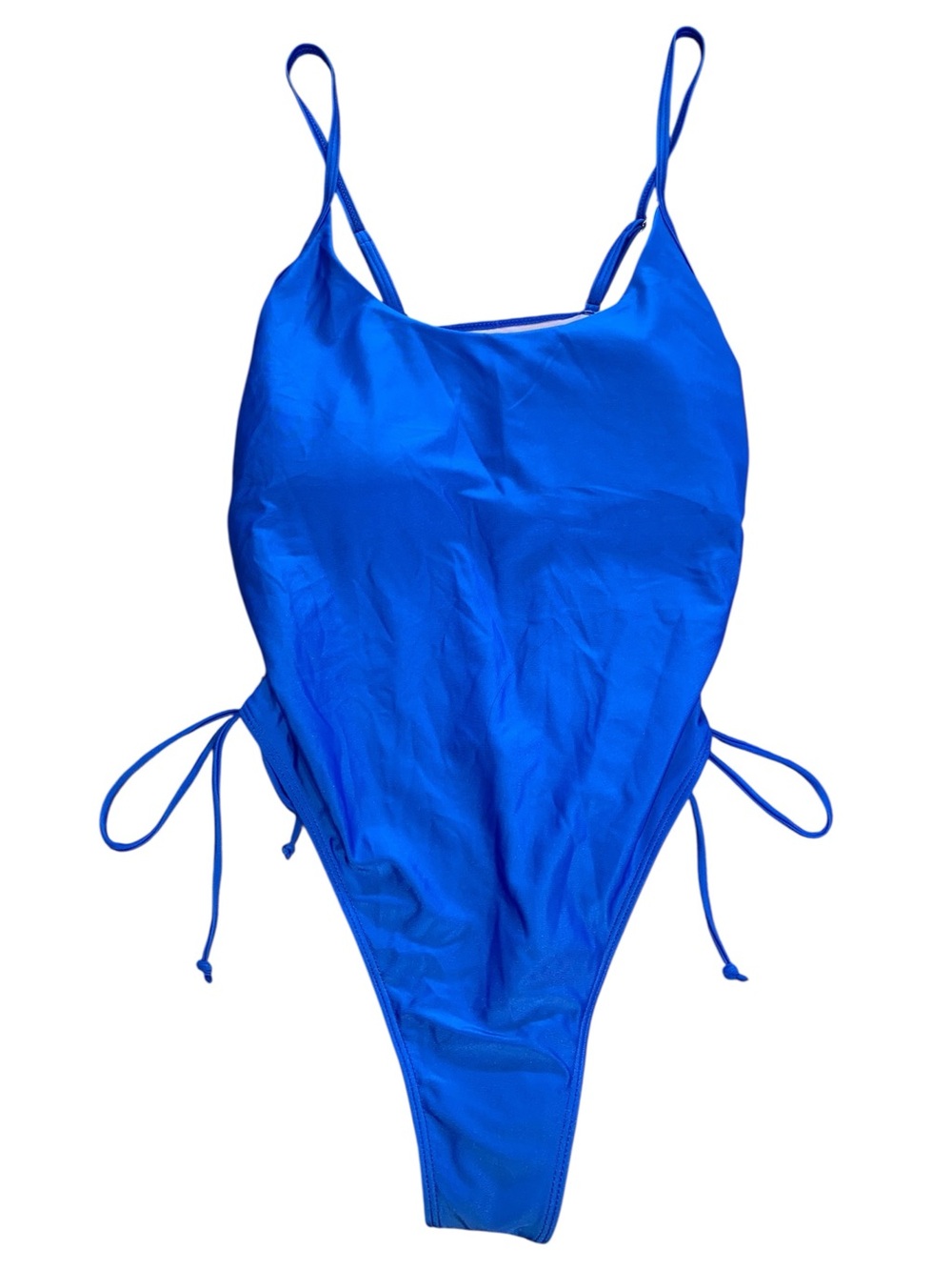 NWOT Blue High Cut Thong Swim One Piece, Size XL